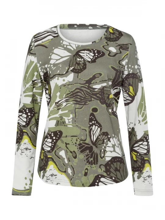 Foto van product heine Shirt donkerbruin / geel / kaki / wit