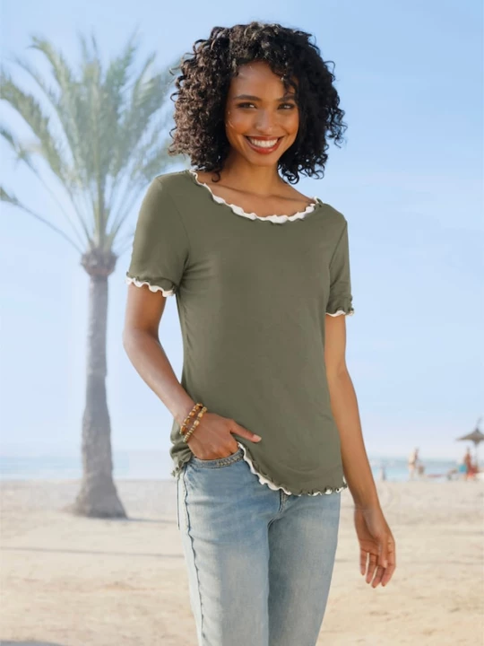 Foto van product heine Shirt kaki / wit