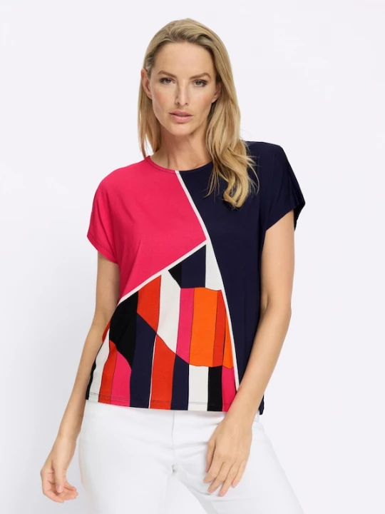 Foto van product heine Shirt navy / oranje / pitaja roze / wit