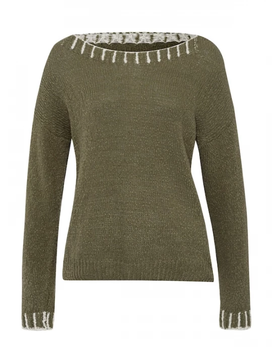 Foto van product heine Trui olijfgroen / offwhite
