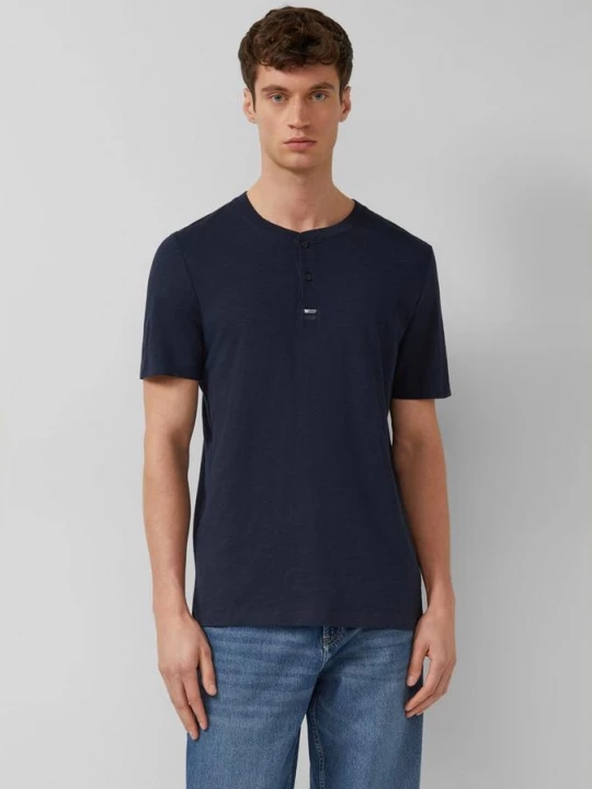 Foto van product Henley shirt met vlamgarenstructuur s.Oliver blauw