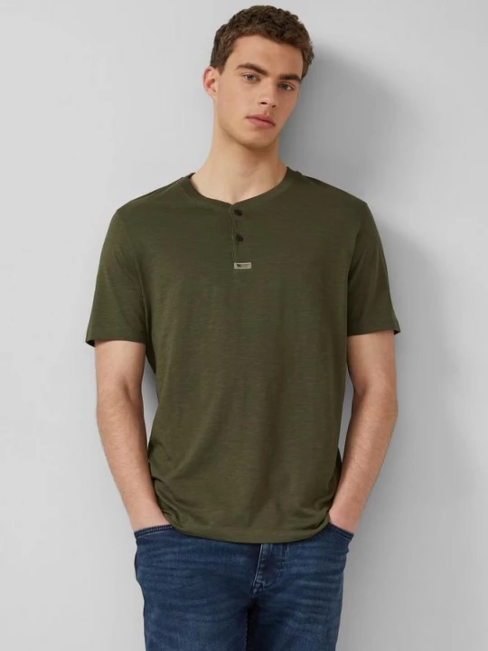 Foto van product Henley shirt met vlamgarenstructuur s.Oliver olijfgroen