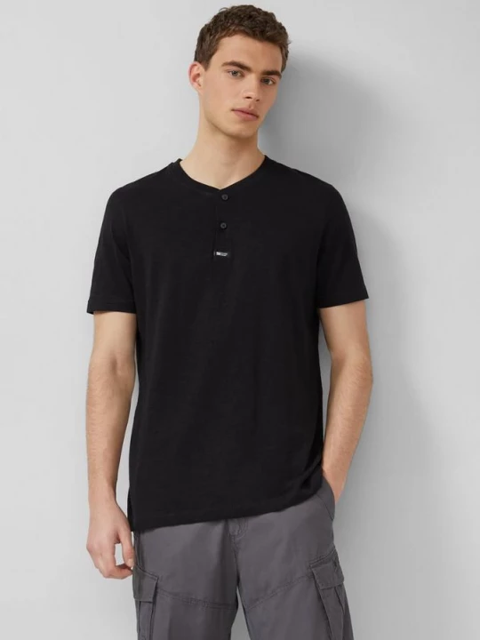 Foto van product Henley shirt met vlamgarenstructuur s.Oliver zwart