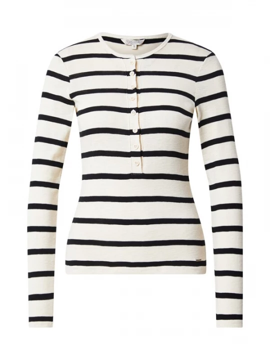Foto van product Herrlicher Shirt 'Cecilia' zwart / offwhite