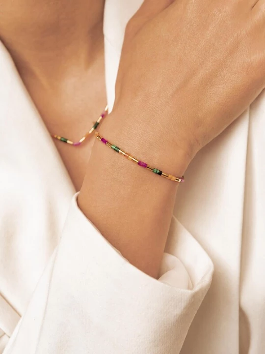 Foto van product Hey Happiness Armband 'Candy Color Tube Bead' goud