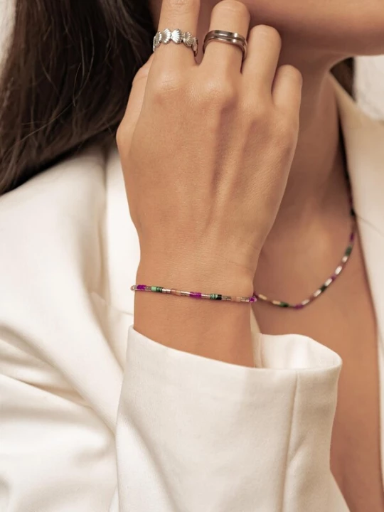 Foto van product Hey Happiness Armband 'Candy Color Tube Bead' zilver