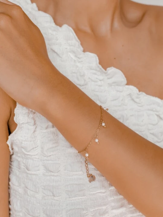 Foto van product Hey Happiness Armband 'Cinque Pearl' rose-goud