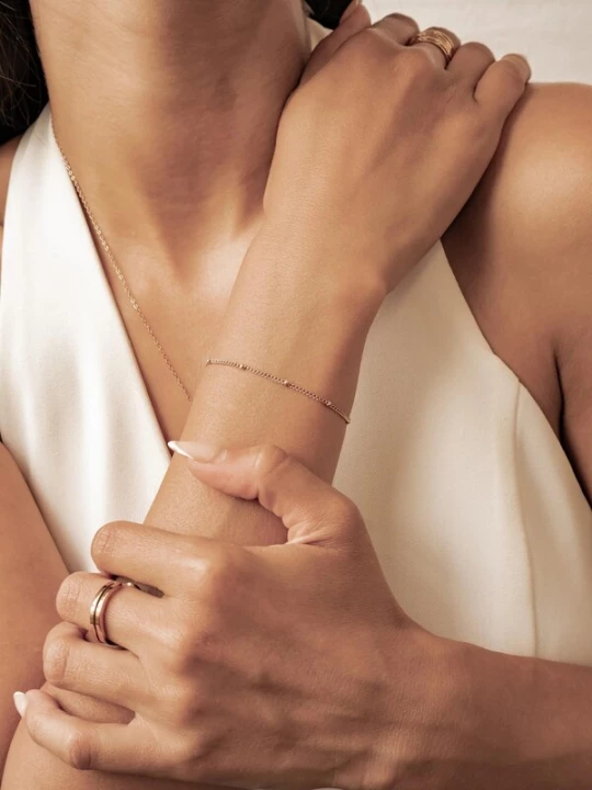 Foto van product Hey Happiness Armband 'Dainty Bobble Chain' rose-goud