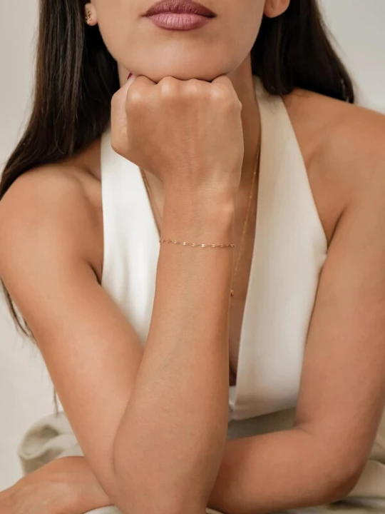 Foto van product Hey Happiness Armband 'Dainty Rolo Chain' goud