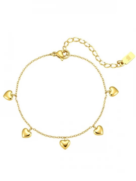 Foto van product Hey Happiness Armband 'Heart Parade' goud