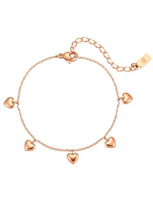 Foto van product Hey Happiness Armband 'Heart Parade' rose-goud