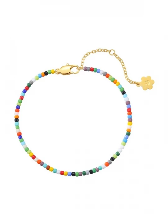 Foto van product Hey Happiness Armband 'Multicolor Bead' goud