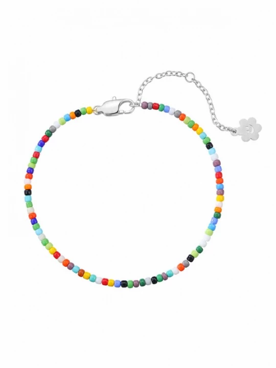 Foto van product Hey Happiness Armband 'Multicolor Bead' zilver