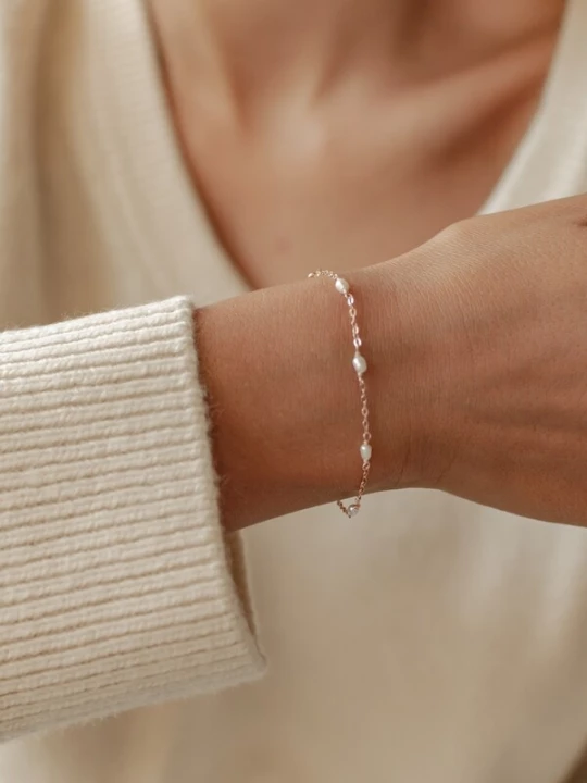 Foto van product Hey Happiness Armband 'Pearl Line' rose-goud