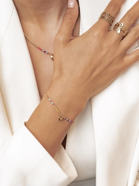 Foto van product Hey Happiness Armband 'Summer Bead Heart' goud