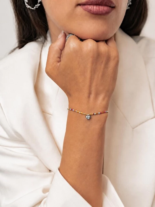 Foto van product Hey Happiness Armband 'Summer Bead Heart' zilver