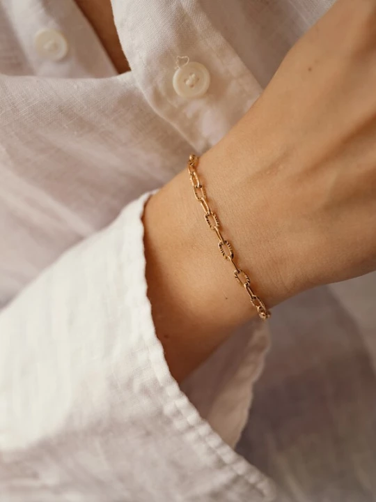 Foto van product Hey Happiness Armband 'Textured Link' goud