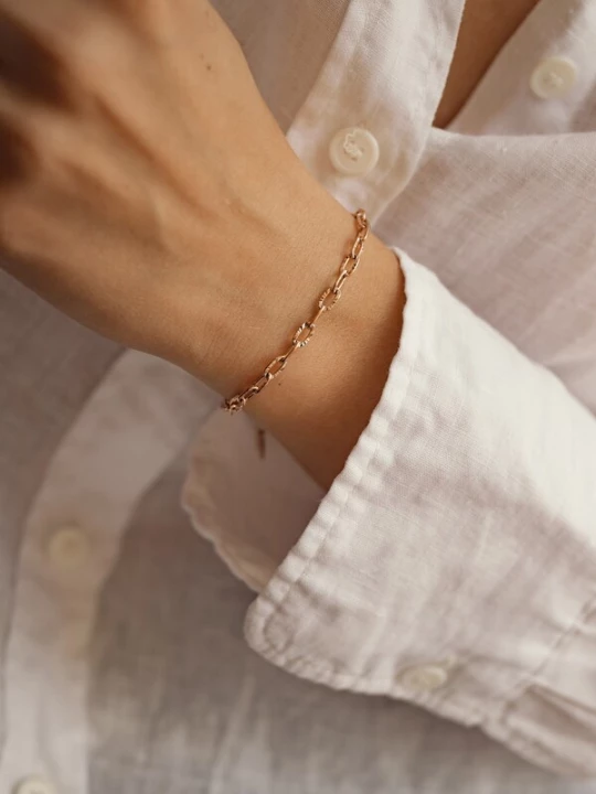 Foto van product Hey Happiness Armband 'Textured Link' rose-goud