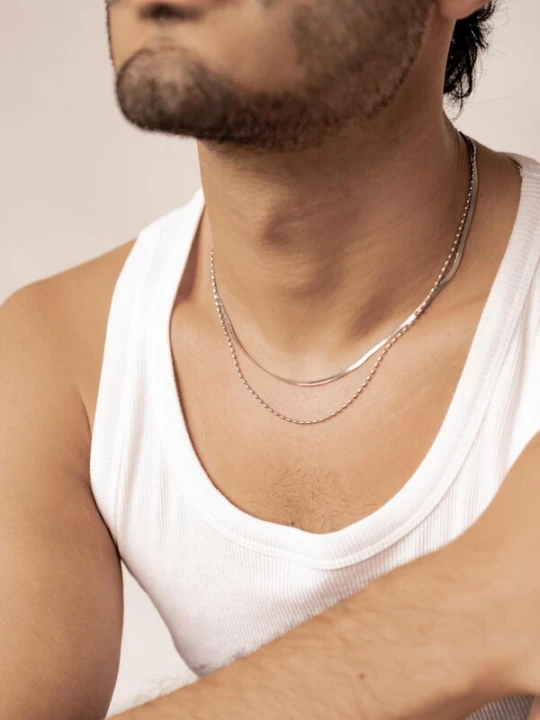 Foto van product Hey Happiness Ketting 'Layer Grip' zilver