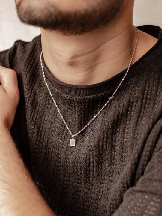 Foto van product Hey Happiness Ketting 'Square Rope' zilver