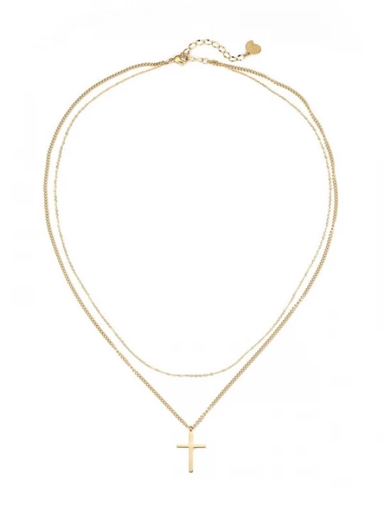 Foto van product Hey Happiness Ketting 'Valor Cross' goud