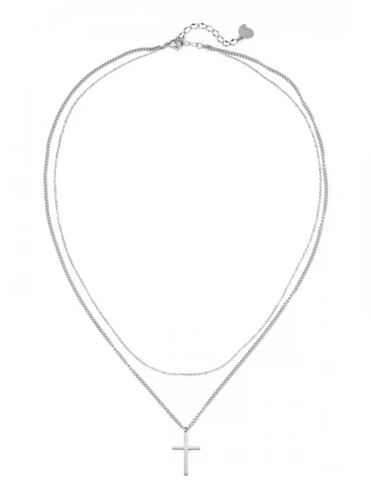 Foto van product Hey Happiness Ketting 'Valor Cross' zilver