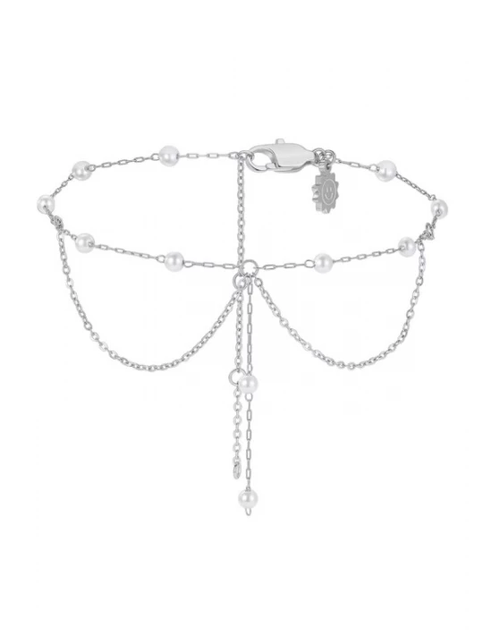Foto van product Hey Happiness Voetsieraden 'Double Pearl Drop Layered' zilver