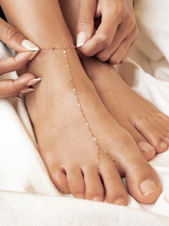 Foto van product Hey Happiness Voetsieraden 'Flattened Rolo Toe Chain' rose-goud