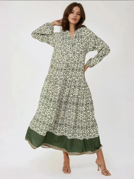 Foto van product Hiccup Blousejurk beige / groen / pastelgroen