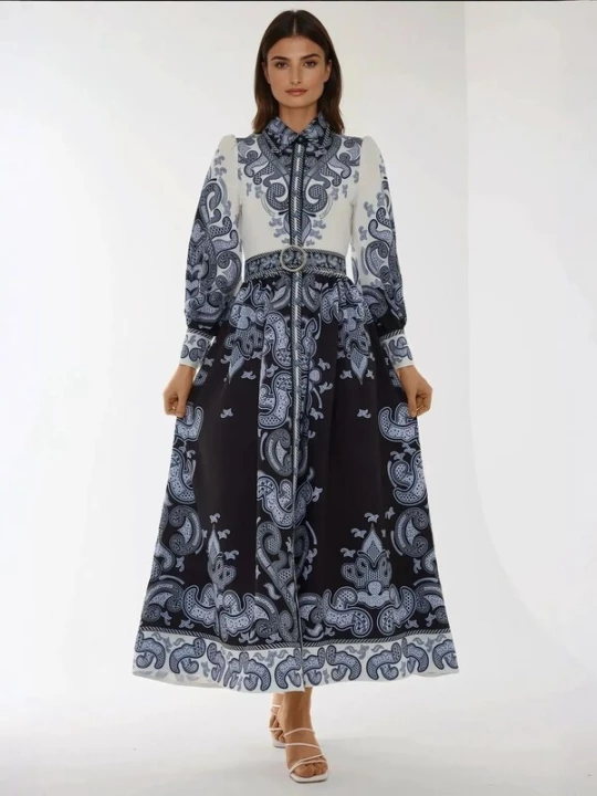 Foto van product Hiccup Blousejurk marine / duifblauw / wit
