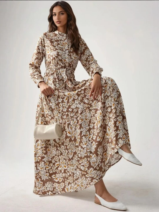 Foto van product Hiccup Blousejurk ombergrijs / donkeroranje / wit
