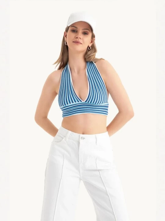 Foto van product Hiccup Gebreide top blauw / lichtblauw / wit