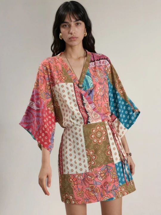 Foto van product Hiccup Jurk olijfgroen / petrol / pitaja roze / offwhite