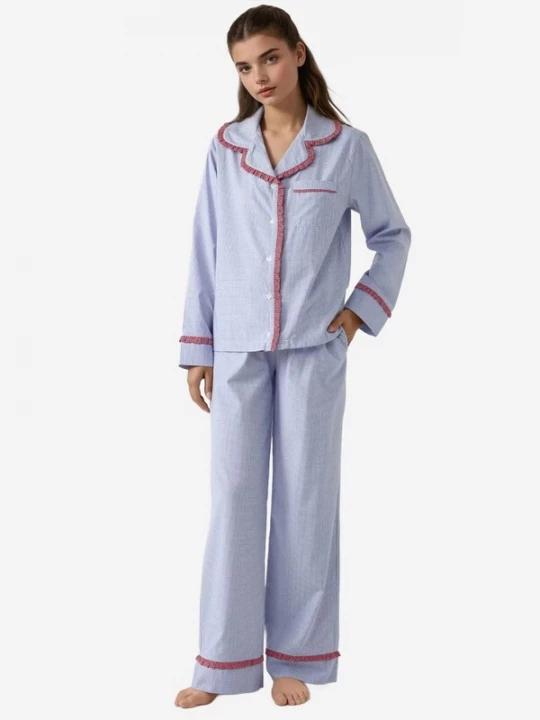 Foto van product Hiccup Pyjama lichtblauw / bourgogne / wit