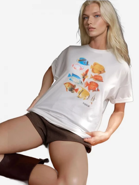 Foto van product Hiccup Shirt azuur / oranje / oudroze / wit