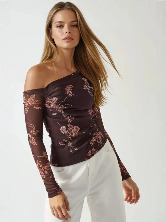 Foto van product Hiccup Shirt bruin / chocoladebruin / oudroze / rood