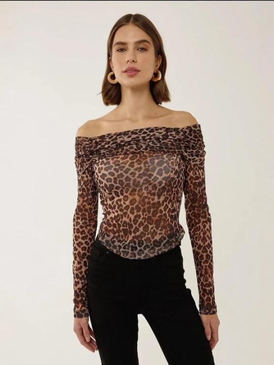 Foto van product Hiccup Top bruin / brokaat / zwart