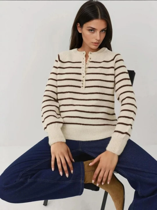 Foto van product Hiccup Trui beige / donkerbruin