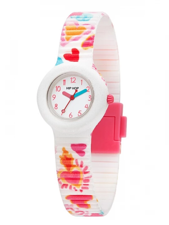 Foto van product Hip Hop Horloge blauw / geel / donkerroze / wit