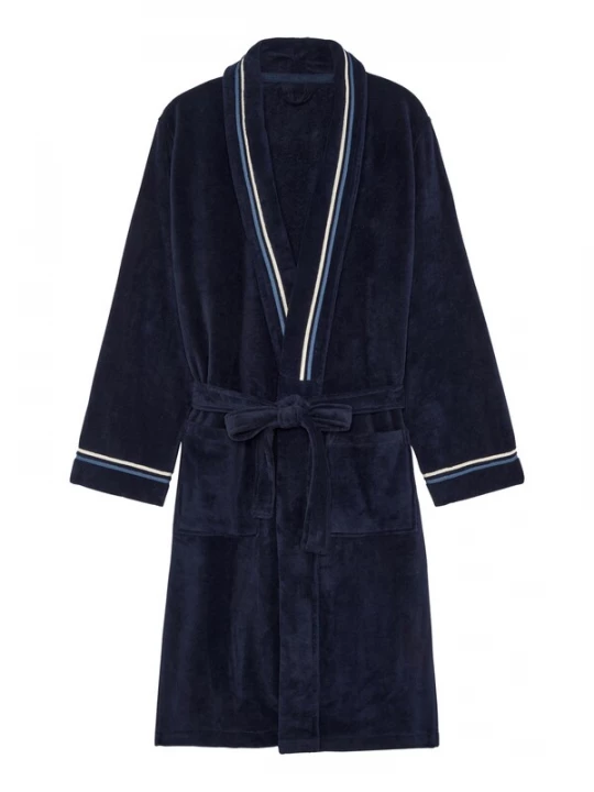 Foto van product HOM Badjas lang 'Transat' navy / wit