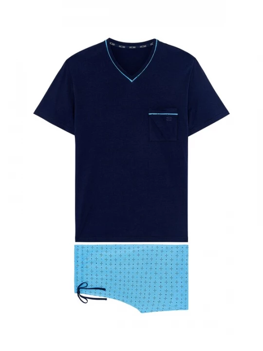 Foto van product HOM Pyjama kort ' Alan ' lichtblauw / donkerblauw