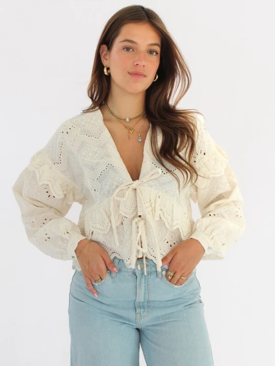 Foto van product Honnête Atelier Blouse 'Bailey' offwhite