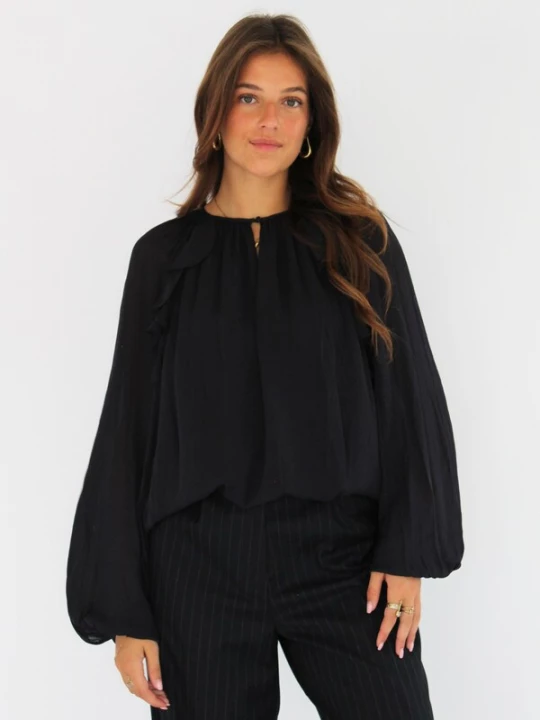 Foto van product Honnête Atelier Blouse 'Edith' donkerblauw
