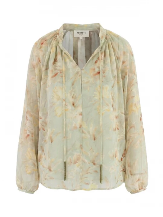 Foto van product Honnête Atelier Blouse 'Gene blouse' lichtgroen
