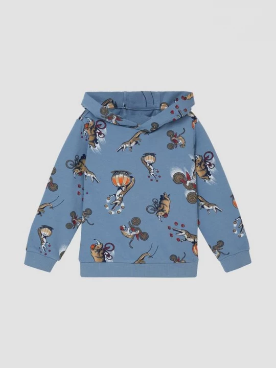 Foto van product Hooded sweatshirt van katoenmix met all-over print s.Oliver blauw