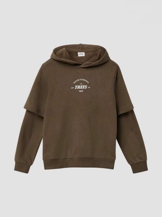 Foto van product Hoodie in een gelaagde look met een knusse binnenkant s.Oliver bruin