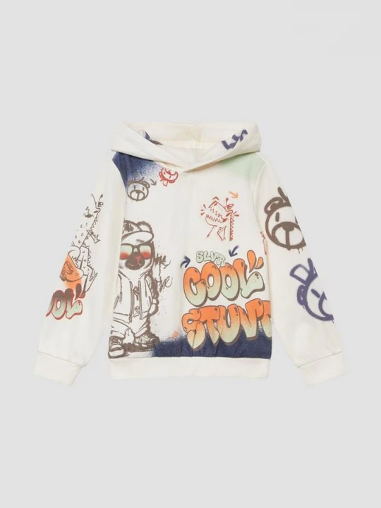 Foto van product Hoodie met all-over print in graffitistijl s.Oliver crème
