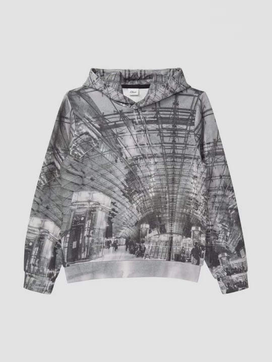 Foto van product Hoodie met all-over print s.Oliver grijs