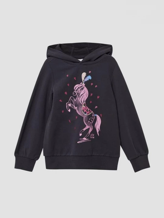 Foto van product Hoodie met glitterprint voor en knusse binnenkant s.Oliver grijs