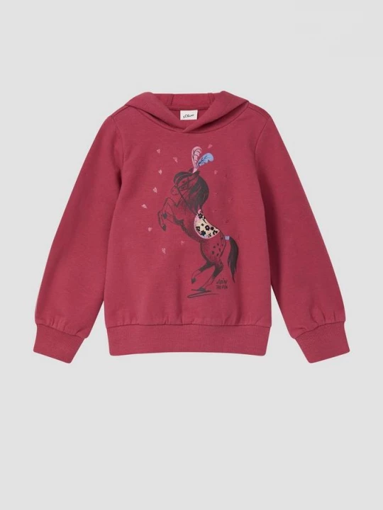 Foto van product Hoodie met glitterprint voor en knusse binnenkant s.Oliver roze